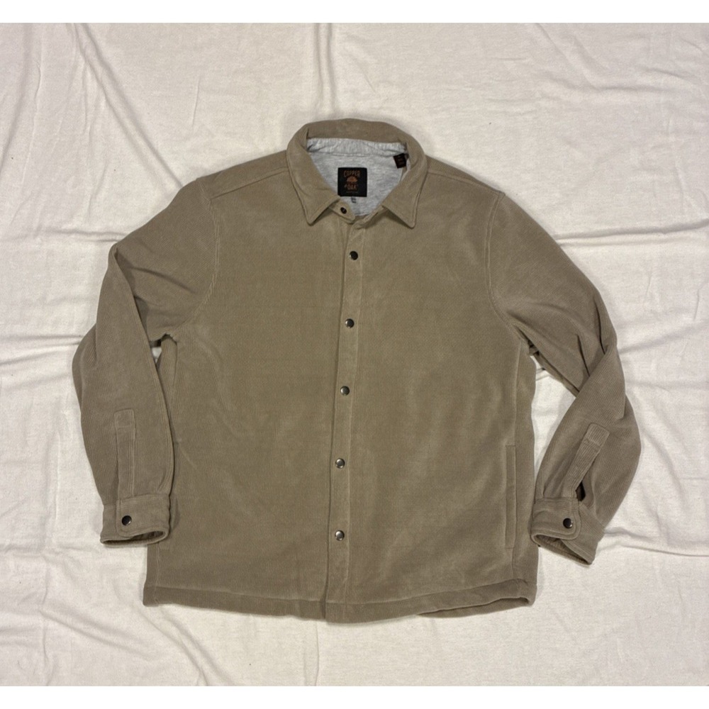 Copper and Oak Men's Shirt Jacket XL  Beige Snap Up Shacket Cozy Collar Normcore